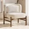 Fauteuil en bois et en Bouclette Fausse Fourrure Tapissée - Boucles Blanches - Brina image 7