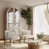 Fauteuil en bois et en Bouclette Fausse Fourrure Tapissée - Boucles Blanches - Brina image 7