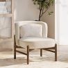 Fauteuil en bois et en Bouclette Fausse Fourrure Tapissée - Boucles Blanches - Brina image 7
