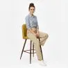 Tabouret rembourré en tissu - Design scandinave - 66cm- Evelyne image 7