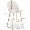 Tabouret En Bouclette Fausse Fourrure Tapissée - Boucles Blanches - Design scandinave - 66cm - Evelyne image 7