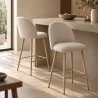 Tabouret En Bouclette Fausse Fourrure Tapissée - Boucles Blanches - Design scandinave - 66cm - Evelyne image 7