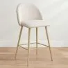 Tabouret En Bouclette Fausse Fourrure Tapissée - Boucles Blanches - Design scandinave - 66cm - Evelyne image 7