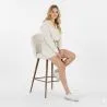 Tabouret En Bouclette Fausse Fourrure Tapissée - Boucles Blanches - Design scandinave - 66cm -  Evelyne image 7