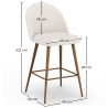 Tabouret En Bouclette Fausse Fourrure Tapissée - Boucles Blanches - Design scandinave - 66cm -  Evelyne image 7
