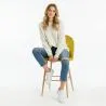 Tabouret tapissé en velours - Design scandinave - 66cm - Evelyne image 7