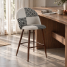 Tabouret Tapissé Patchwork - Style Scandinave - Noir et Blanc - 66cm - Evelyne image 7