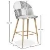 Tabouret Tapissé Patchwork - Style Scandinave - Noir et Blanc - 66cm -  Evelyne image 7