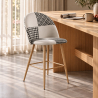 Tabouret Tapissé Patchwork - Style Scandinave - Noir et Blanc - 66cm -  Evelyne image 7