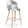 Tabouret Tapissé Patchwork - Style Scandinave - Noir et Blanc - 66cm -  Evelyne image 7