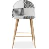 Tabouret Tapissé Patchwork - Style Scandinave - Noir et Blanc - 66cm -  Evelyne image 7