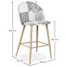 Tabouret Tapissé Patchwork - Style Scandinave - Noir et Blanc - 66cm -  Evelyne image 7