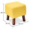 Tabouret carré - Tapissé de lin - Bois - Nor image 7