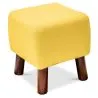 Tabouret carré - Tapissé de lin - Bois - Nor image 7