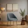 Fauteuil design - Revêtu de velours - Pied dorée - Wasda image 7