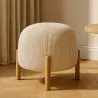 Pouf Rond Tapissé en Velours Côtelé avec Pieds en Bois Naturel - Marrakesh image 7