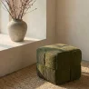 Pouf Carré Tapissé en Velours Côtelé - Design Moderne - Cube image 7