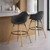 Tabouret de Bar en Velours - Design Scandinave et Pieds en Bois - Nordika image 7