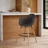 Tabouret de Bar en Velours - Design Scandinave et Pieds en Bois - Nordika image 7