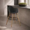 Tabouret de Bar en Velours - Design Scandinave et Pieds en Bois - Nordika image 7