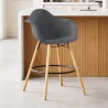 Tabouret de Bar en Velours - Design Scandinave et Pieds en Bois - Nordika image 7