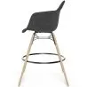 Tabouret de Bar en Velours - Design Scandinave et Pieds en Bois - Nordika image 7
