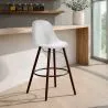 Tabouret de Bar en Velours - Design Scandinave et Pieds en Bois Foncé - Skögur image 7