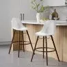 Tabouret de Bar en Velours - Design Scandinave et Pieds en Bois Foncé - Skögur image 7