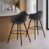 Tabouret de Bar en Velours - Design Scandinave et Pieds en Bois Foncé - Nordika image 7