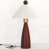 Lampe de table avec base en bois et abat-jour en ciment blanc - Ambiana image 7