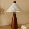 Lampe de table avec base en bois et abat-jour en ciment blanc - Ambiana image 7