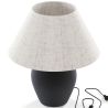 Lampe de Table Vintage - Base en Céramique et Abat-jour en Tissu - Luno image 7