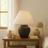 Lampe de Table Vintage - Base en Céramique et Abat-jour en Tissu - Luno image 7