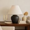 Lampe de Table Vintage - Base en Céramique et Abat-jour en Tissu - Luno image 7