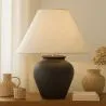 Lampe de Table Vintage - Base en Céramique et Abat-jour en Tissu - Luno image 7