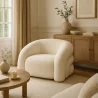 Fauteuil Moderne Rembourré En Tissu Bouclé Blanc Crème – Design Courbe Et Confortable - Gab image 7
