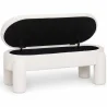 Banc Avec Rangement Rembourré En Tissu Bouclé Blanc Cassé – Assise Moderne Pour Salon Et Chambre - Boreta image 7