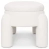 Banc Avec Rangement Rembourré En Tissu Bouclé Blanc Cassé – Assise Moderne Pour Salon Et Chambre - Boreta image 7