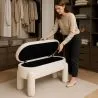 Banc Avec Rangement Rembourré En Tissu Bouclé Blanc Cassé – Assise Moderne Pour Salon Et Chambre - Boreta image 7