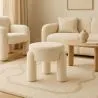 Tabouret Rembourré En Tissu Bouclé Blanc Cassé – Assise Moderne Pour Salon Et Chambre - Boreta image 7