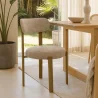 Chaise de salle à manger Chenille rembourrée - Pieds effet Chêne - Design ergonomique et moderne - Okare image 7