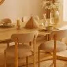 Chaise de salle à manger Chenille rembourrée - Pieds effet Chêne - Design ergonomique et moderne - Okare image 7