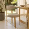 Chaise de salle à manger Chenille rembourrée - Pieds effet Chêne - Design ergonomique et moderne - Okare image 7