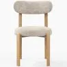 Chaise de salle à manger Chenille rembourrée - Pieds effet Chêne - Design ergonomique et moderne - Okare image 7