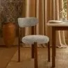 Chaise de salle à manger tapissée en lin – Pieds effet bois foncé – Design ergonomique et moderne – Okare image 7