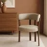 Fauteuil de salon avec accoudoirs rembourrés en Chenille – Pieds effet bois foncé – Design ergonomique et moderne – Okare image 7