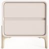 Table de chevet scandi moderne recouverte en simili cuir avec 2 tiroirs et pieds en bois naturel - Bennis image 7