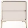 Table de chevet scandi moderne recouverte en simili cuir avec 2 tiroirs et pieds en bois naturel - Bennis image 7