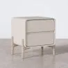 Table de chevet scandi moderne recouverte en simili cuir avec 2 tiroirs et pieds en bois naturel - Bennis image 7