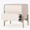 Table de chevet scandi moderne recouverte en simili cuir avec 2 tiroirs et pieds en bois naturel - Bennis image 7